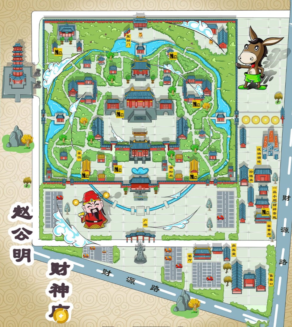 石碌镇寺庙类手绘地图